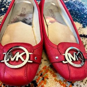 Micheal Kors Fulton Scarlet Leather Flats